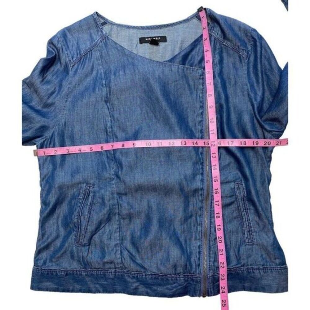 Nine West Blue Chambray Zip Front "Tess" Lightweight Jacket Sz Large NEW‎ - Picture 7 of 9